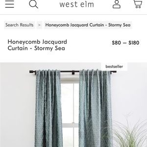 West Elm Honeycomb Jacquard Curtain, Stormy Sea